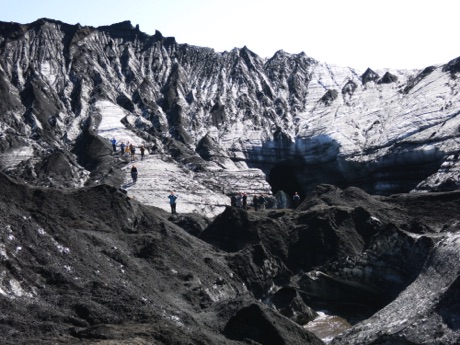 some climbing up the ice; crampons made it possible